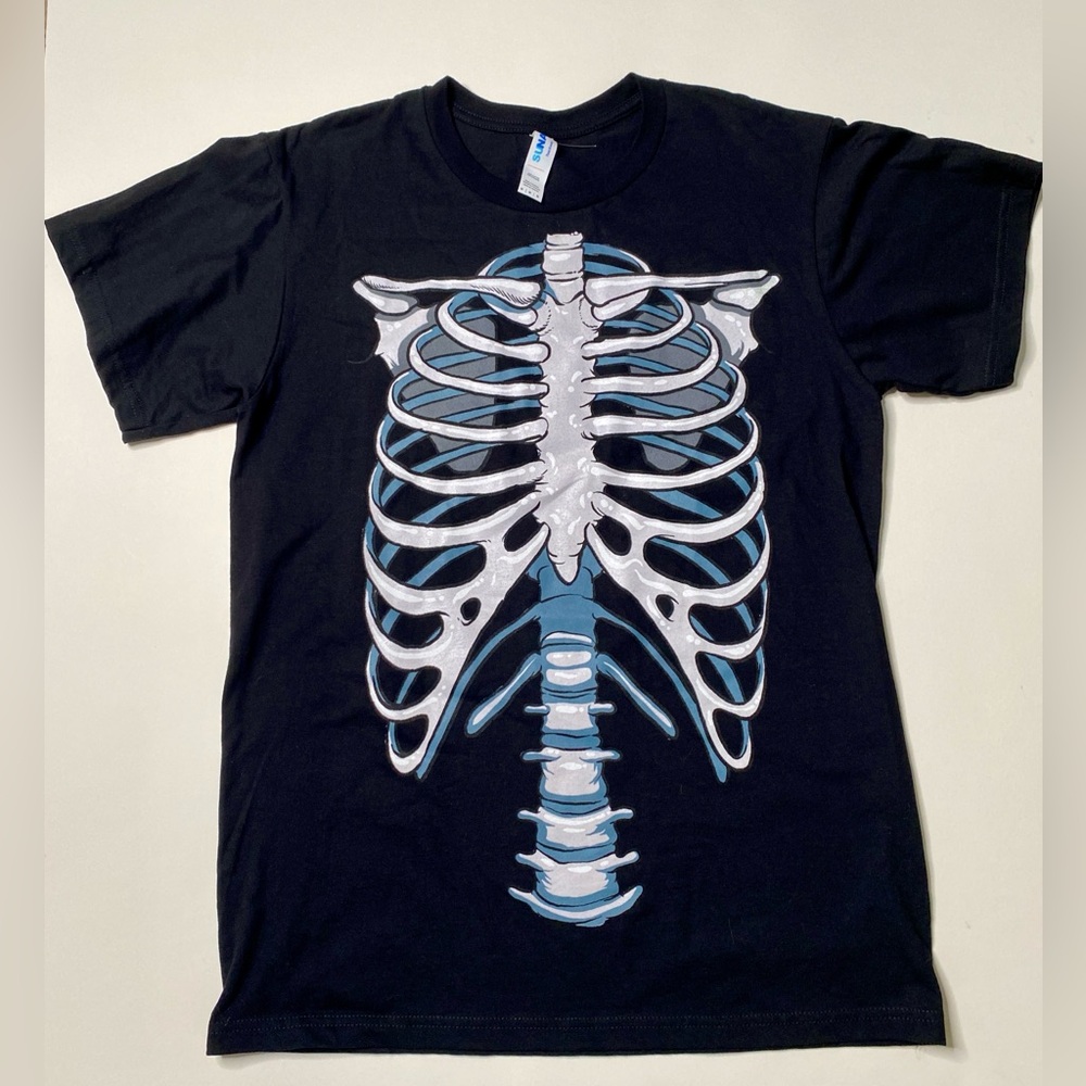 Skeleton Graphic Ribcage T-Shirt - Black size medium